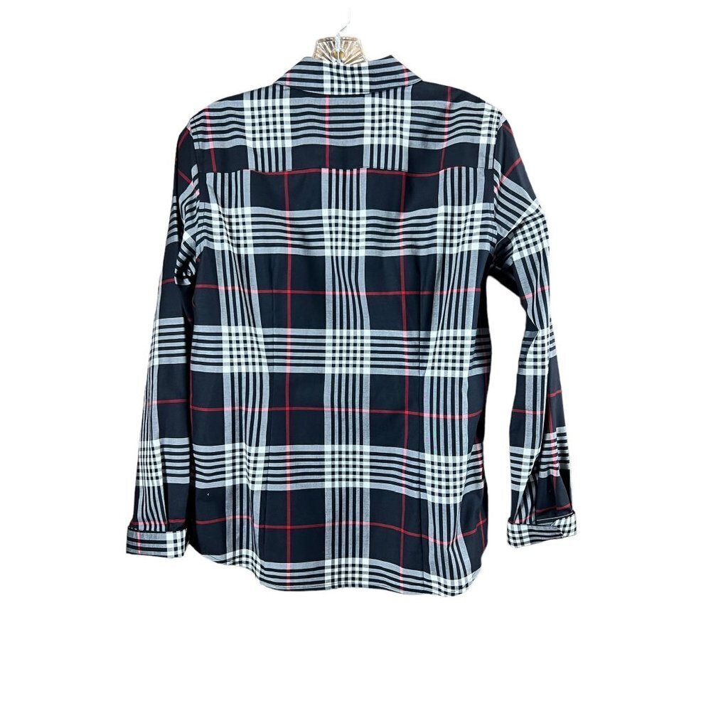 Gold Label Investments Women's Black Plaid Buttoned Down Top - Picture 2 of 6
